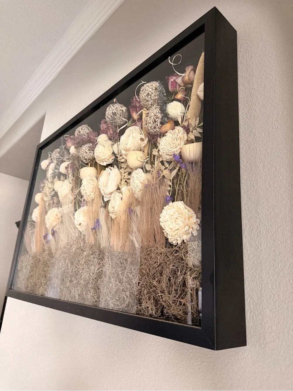 Handmade Oversized 3D Dried Floral Shadow Box Wall Art